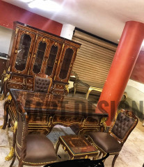 افخم غرفة مكتب وزاري كلاسيك خشب زان احمر مطعم نحاس